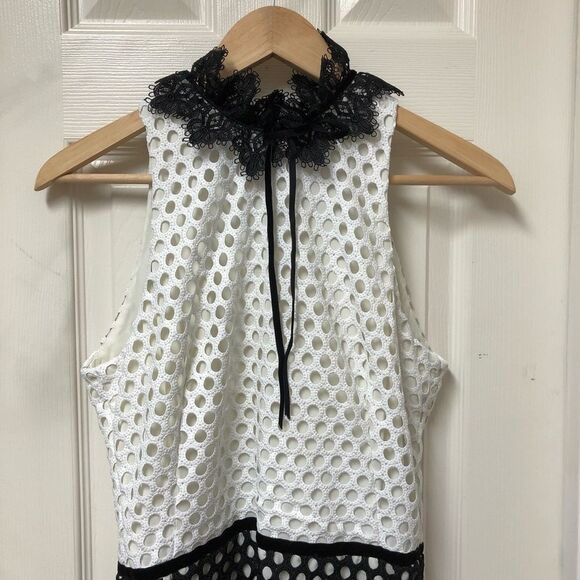 Nha Khanh Colorblock Mesh Embroidered Lace Gown - Picture 3 of 6